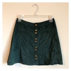 Zara Trafaluc Green Faux Suede Mini Skirt